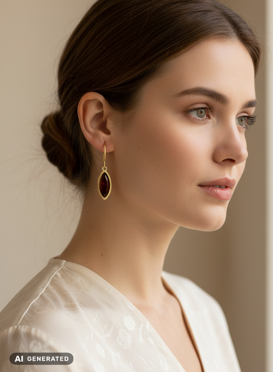 Boucles d'oreilles pendantes en ambre doré pour femmes