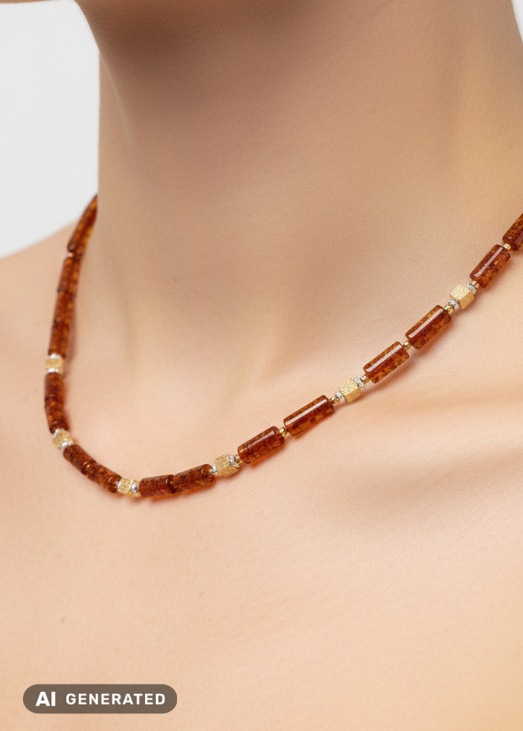 Bärnstenshalsband för damer – halsband med karbinlås