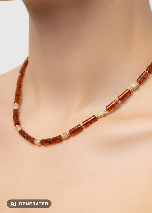 Collier femme en ambre – avec fermoir mousqueton