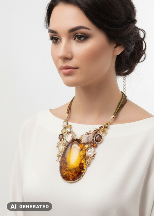 Collier de bijoux marins en argent doré – fait main
