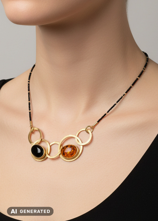 Collier plaqué or avec ambre – idée cadeau