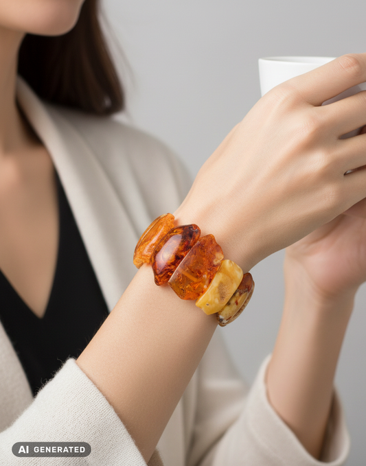 Kunstvoller Bernsteinschmuck Armband flexibel tragbar