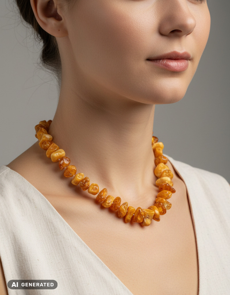 Collier en ambre au caractère unique – Pièce artisanale