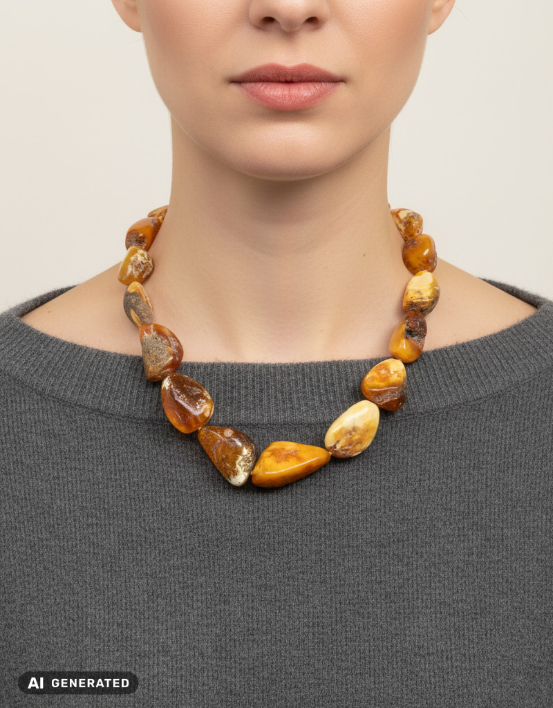 Collier exclusif en ambre naturel de la Baltique – Fait main
