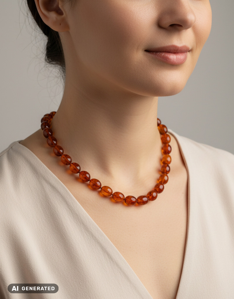Elegant bärnstenhalsband av naturbärnsten – Handgjort