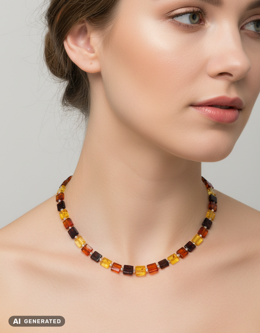 Collier en ambre de haute qualité avec accents de bijoux