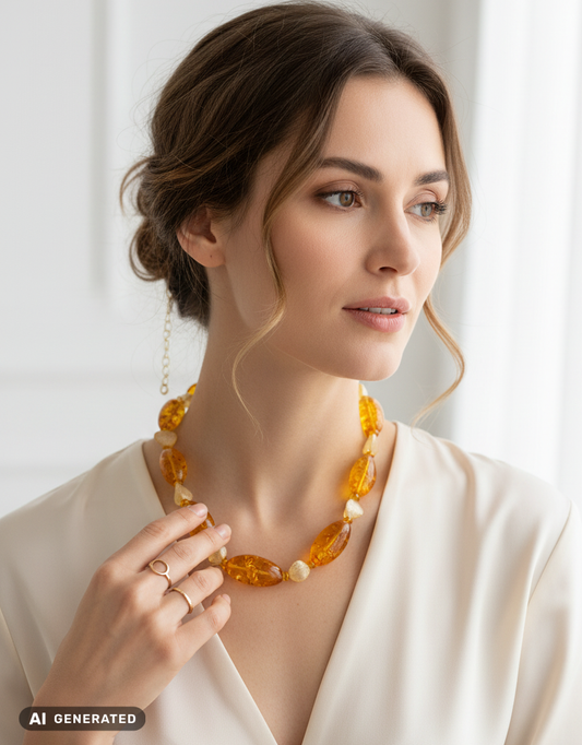 Collier en ambre jaune naturel – élégant et exceptionnel  