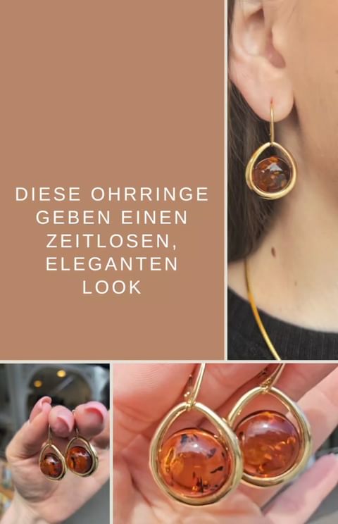 Klassischer Bernstein-Glanz – Vergoldete Ohrhänger
