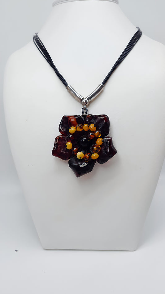 Amber Blossom: Unique Pendant