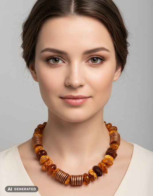 Collier en véritable ambre – pièce unique faite main