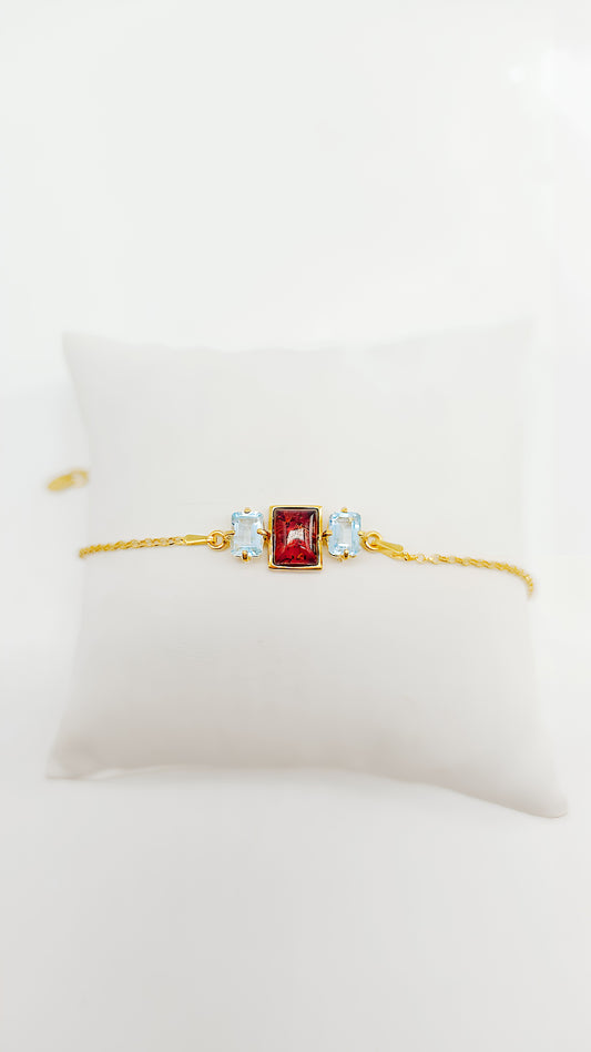 Vergoldetes Armband mit Bernstein und Topas