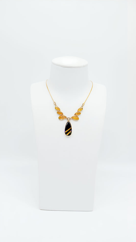 Premium Bernstein-Collier – Eleganz aus vergoldetem Sterlingsilber