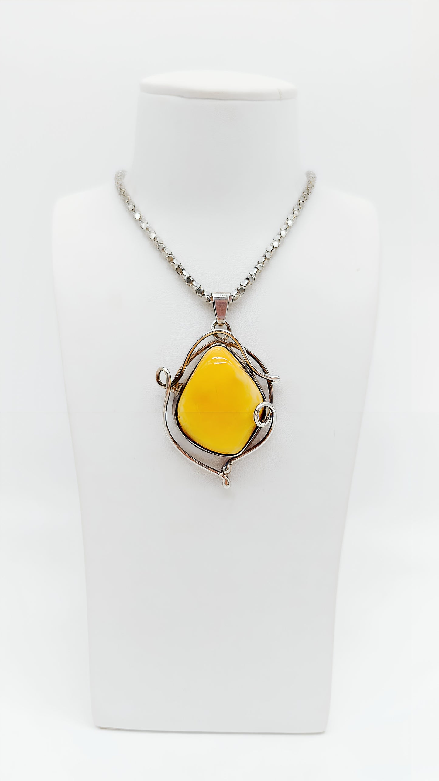 Naturstein-Schmuck – Gelber Bernstein in edlem 925 Silber