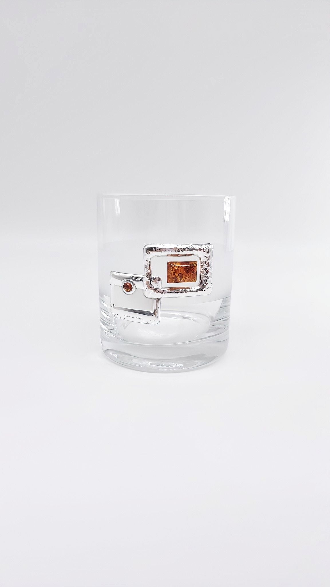 Silber Glas mit Bernstein einzigartiges Geschenk für Männer