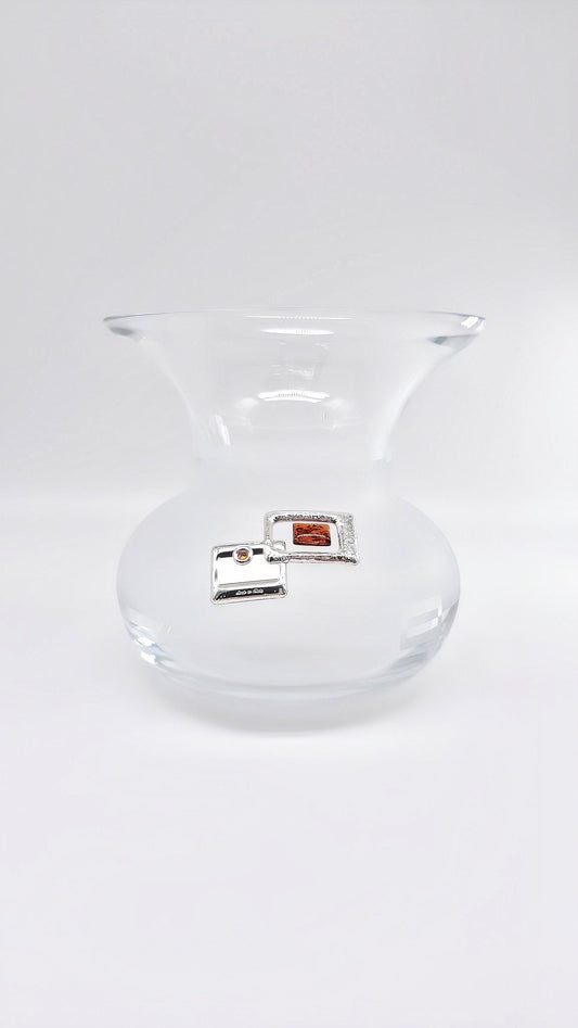 Elegante Vase mit Silber und Bernstein