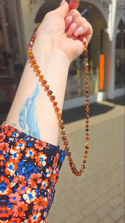 Elegant amber cube necklace