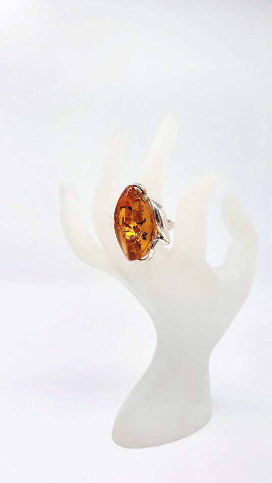 erstellbarer Bernsteinring in strahlendem Orange – Zeitlose Eleganz