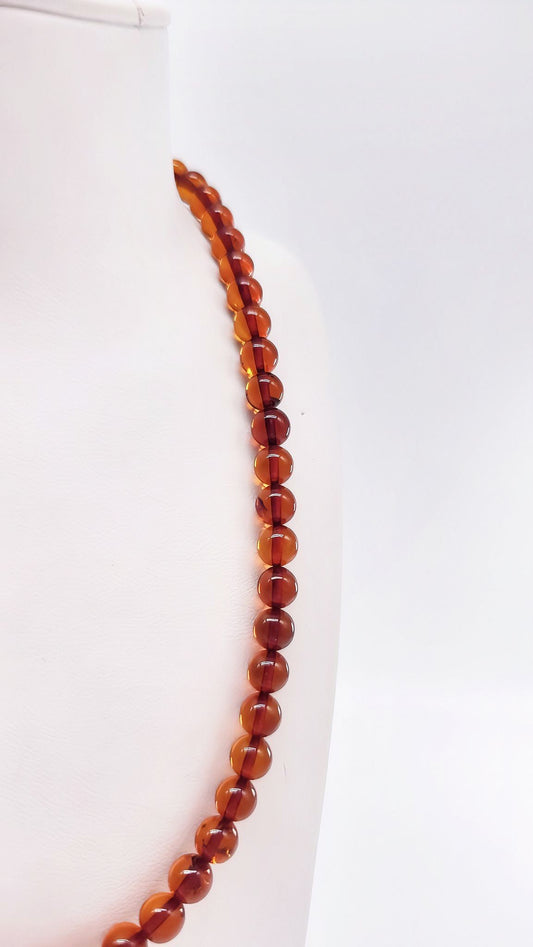 Dunkelorange Bernstein Halskette 45 cm – Edler Naturstein