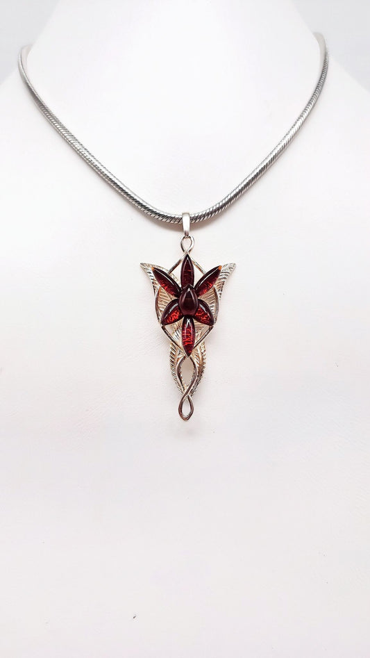 Designer pendant with amber blossom