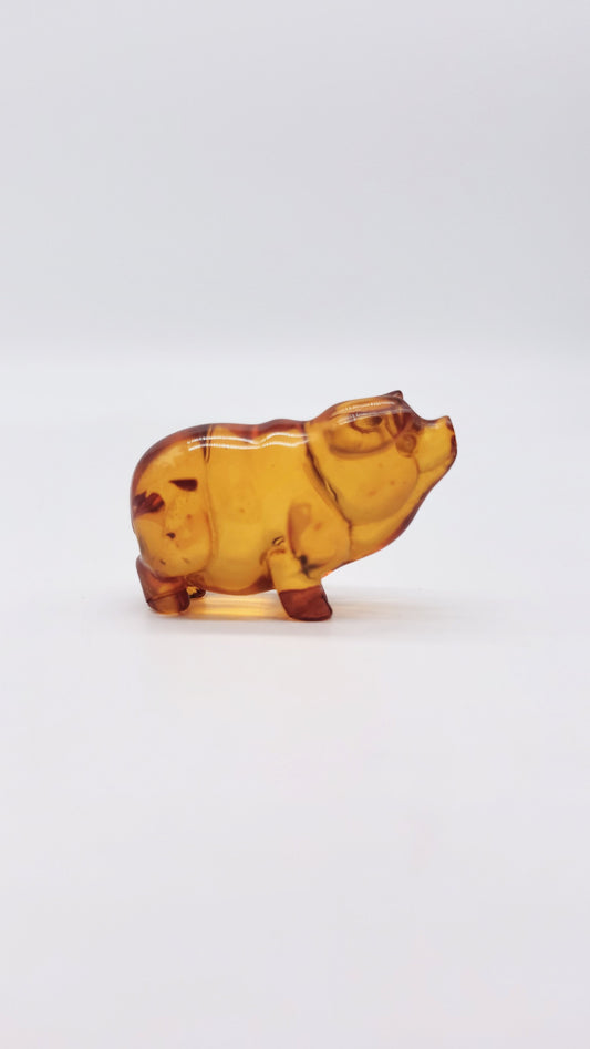 Glücksbringer Schwein aus Bernstein – Symbol für Fülle & Glück