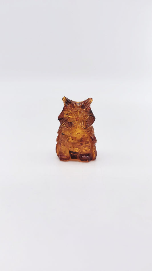 Eulen-Skulptur aus Bernstein – Schutz & spirituelle Kraft