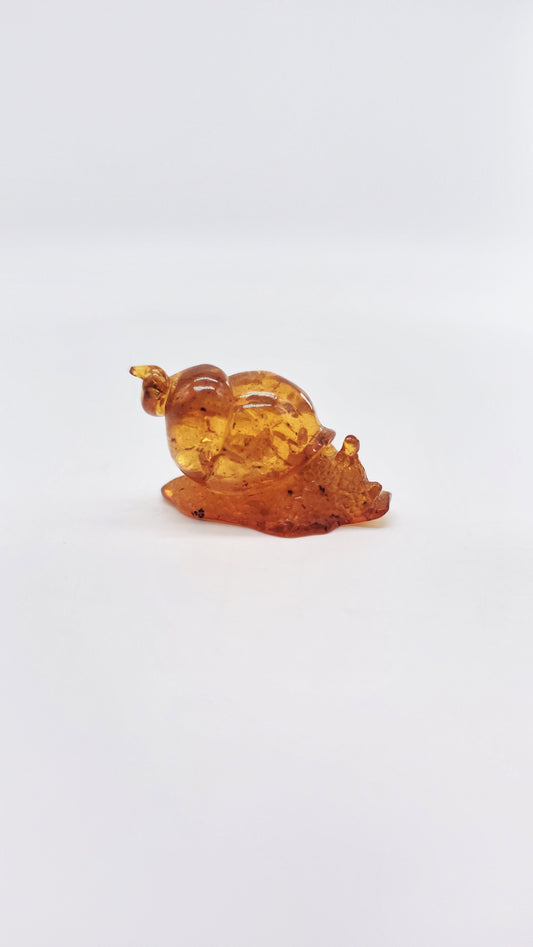 Schnecke aus Naturbernstein – Talisman für sanften Fortschritt