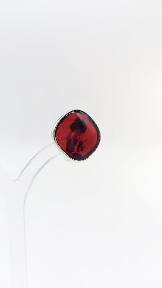 Rote Bernstein-Clip-Ohrringe in echtem 925 Sterlingsilber