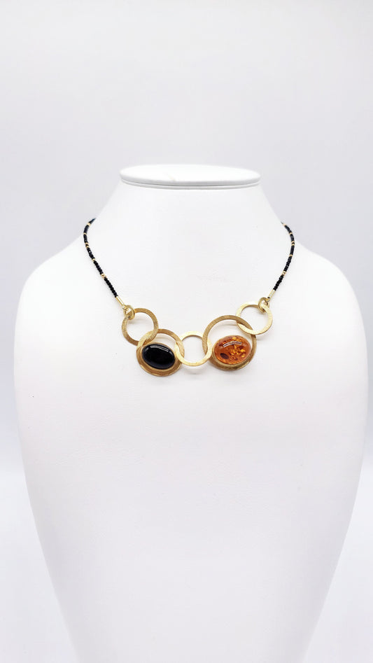 Vergoldetes Collier mit Bernstein – Geschenkidee