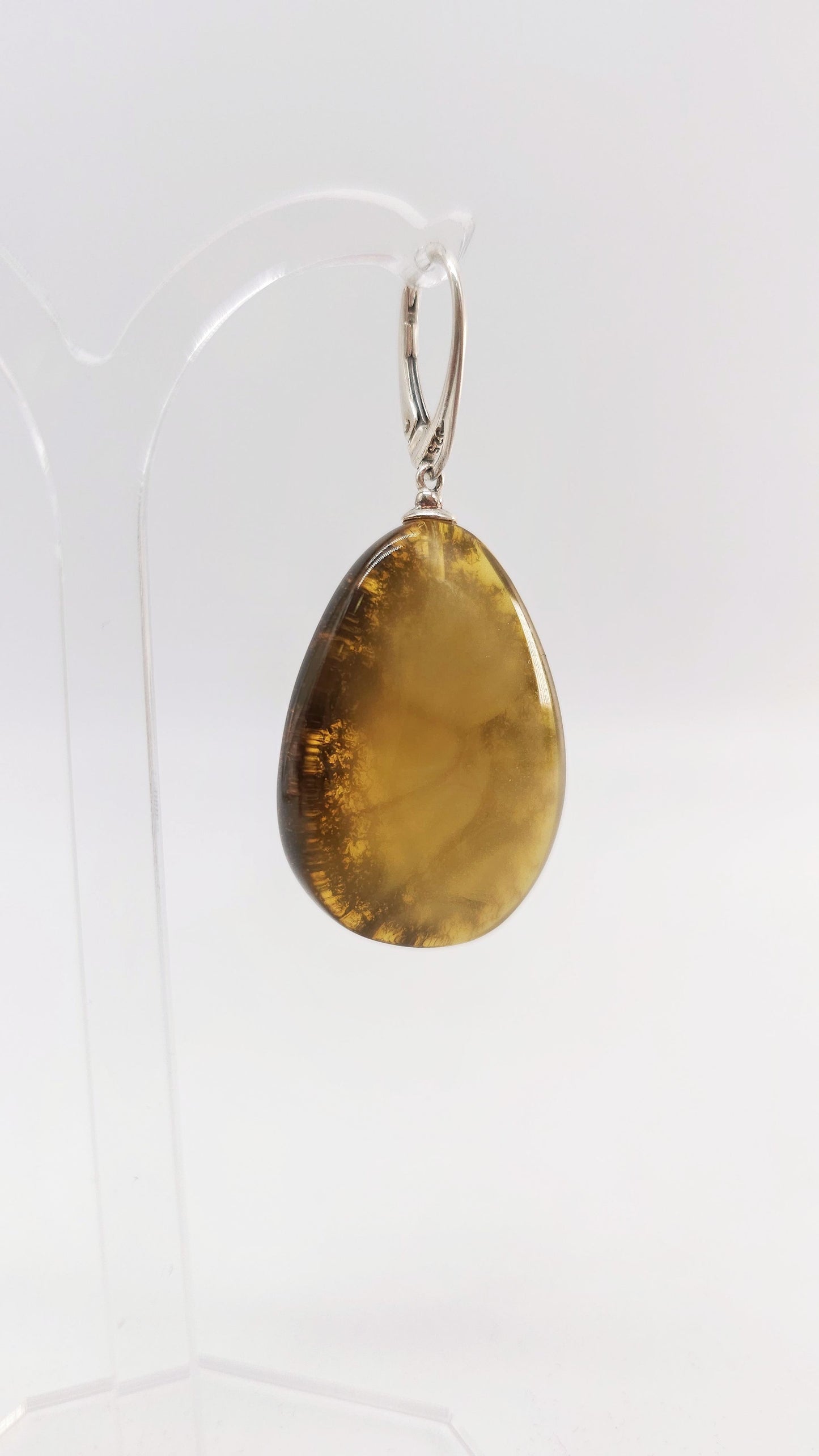 Earrings made of natural amber