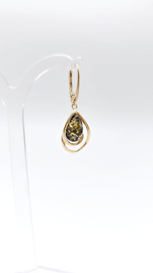 Ohrschmuck Goldfarbe Naturstein