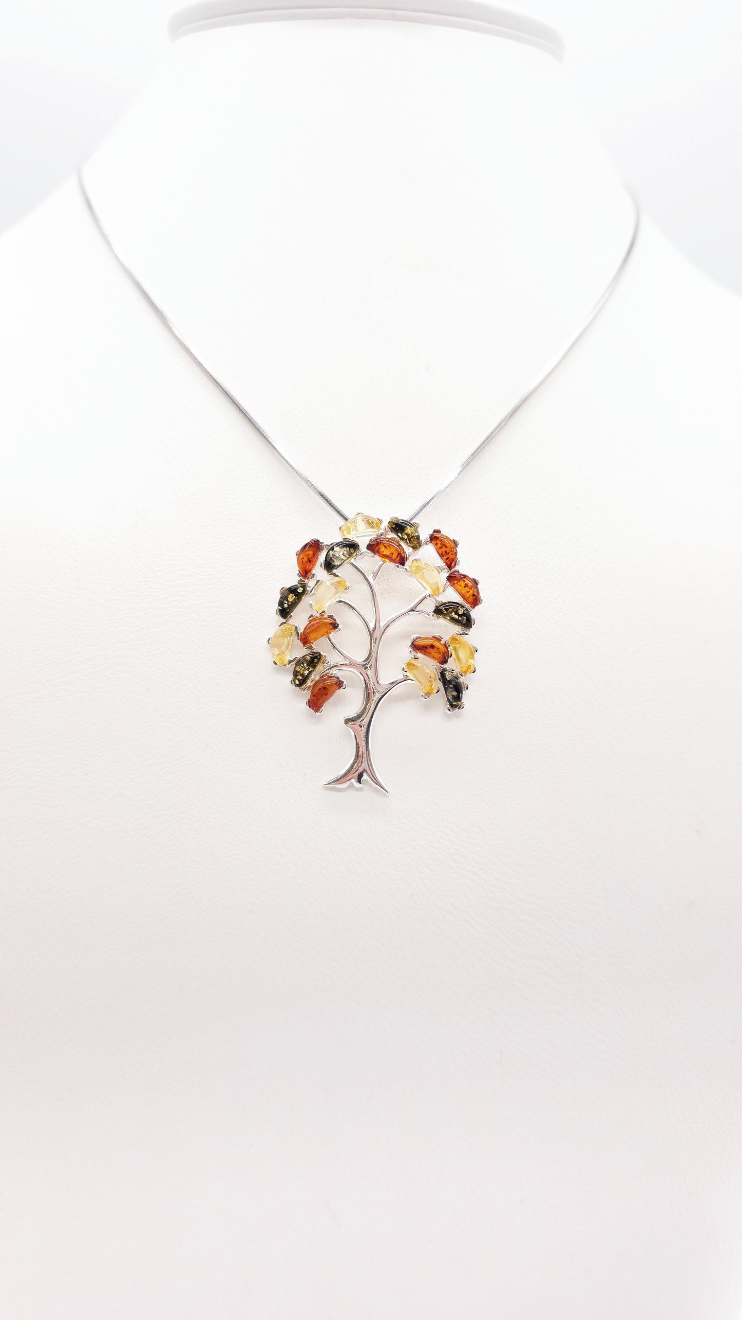 Baum des Lebens Anhänger mit Bernstein – 925 Silber