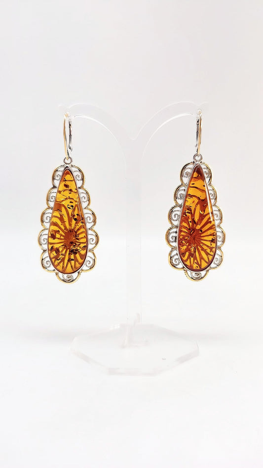 Silberohrringe mit Naturbernstein – Damen Schmuck