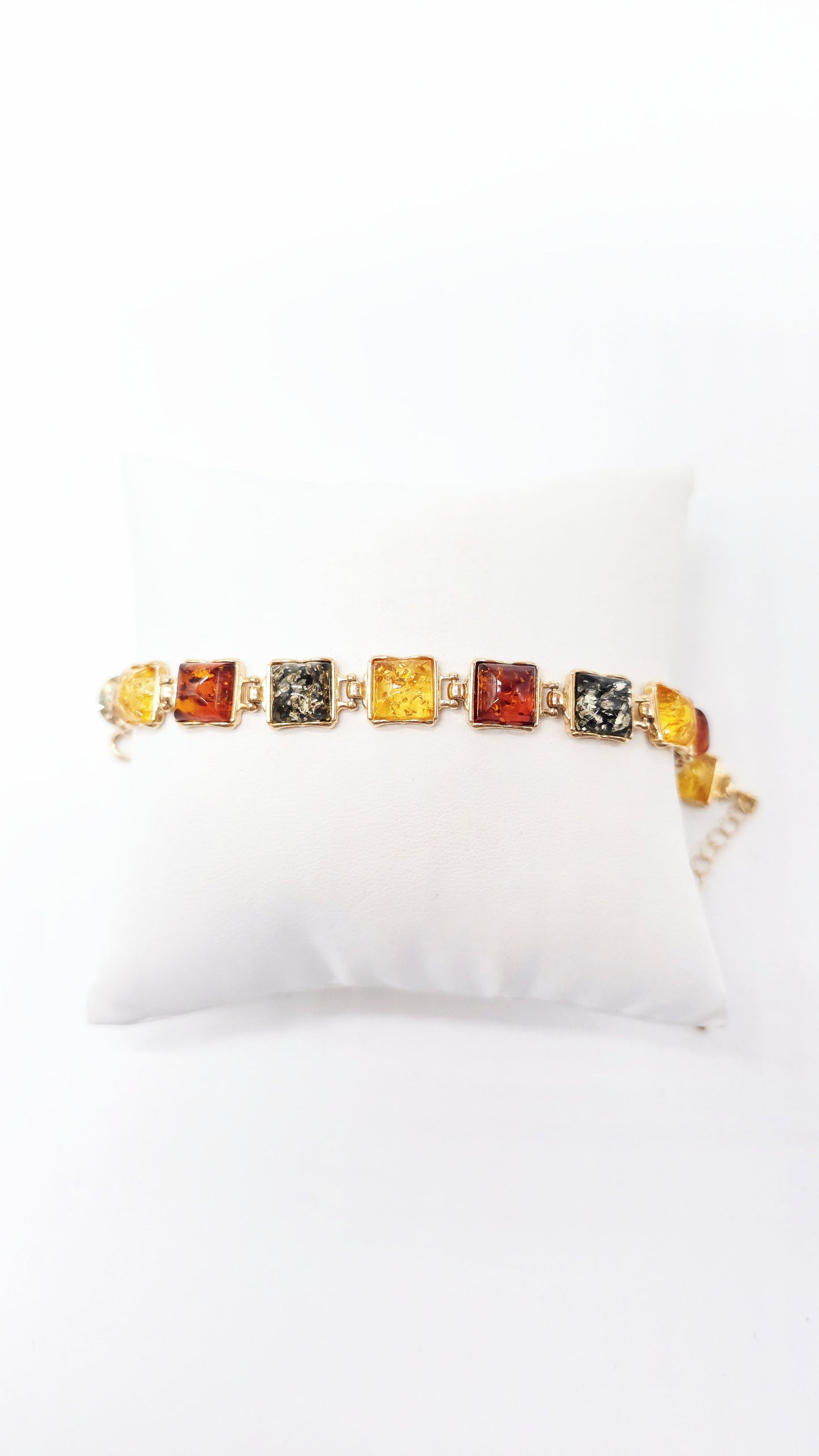 Amber bracelet for women – 24K gold-plated 925 silver