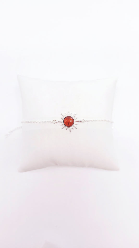 Armband Sonne mit echtem Bernstein – zarter Damenschmuck