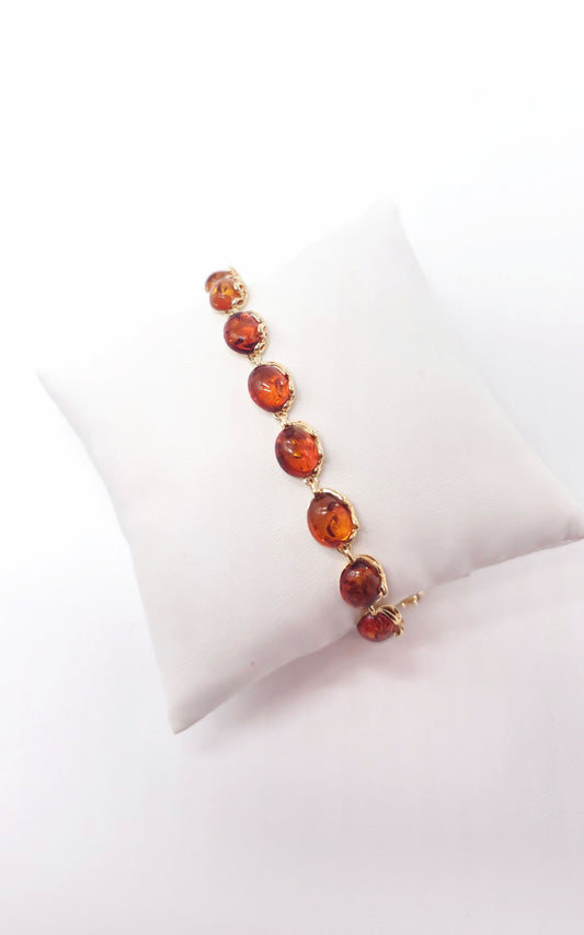 Damenarmband Bernstein – vergoldetes Sterlingsilber