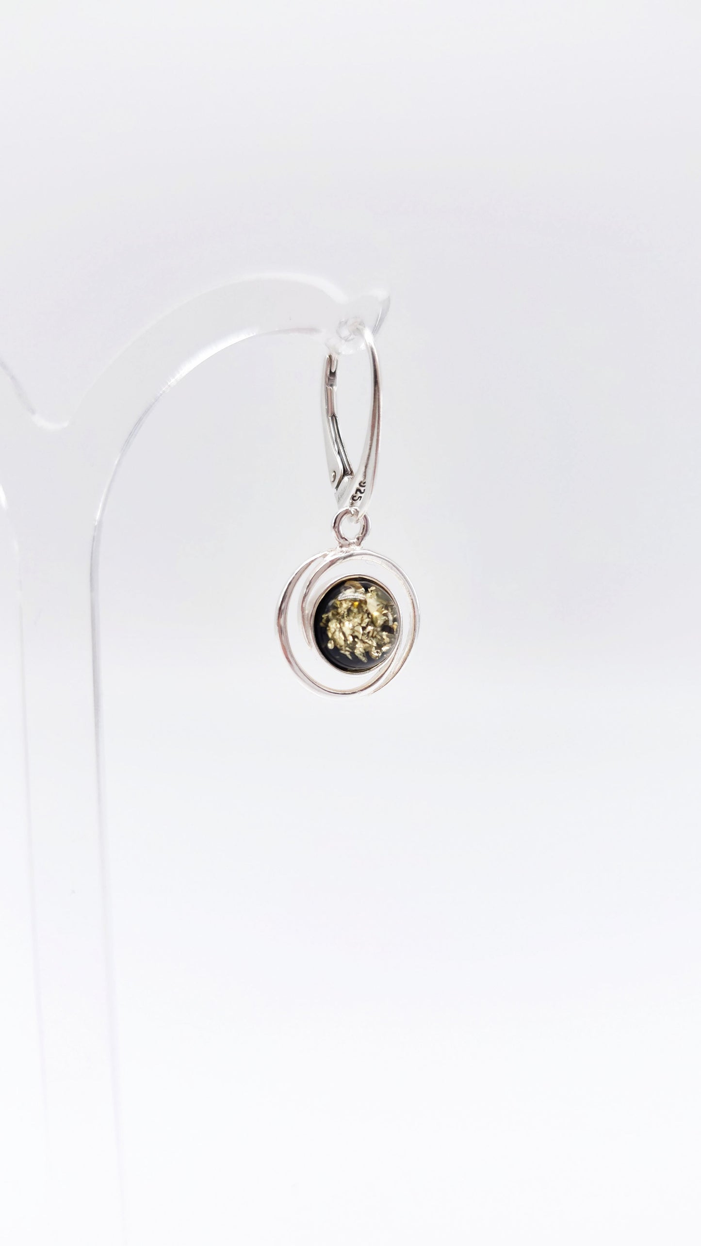 Round amber earrings – handmade jewelry