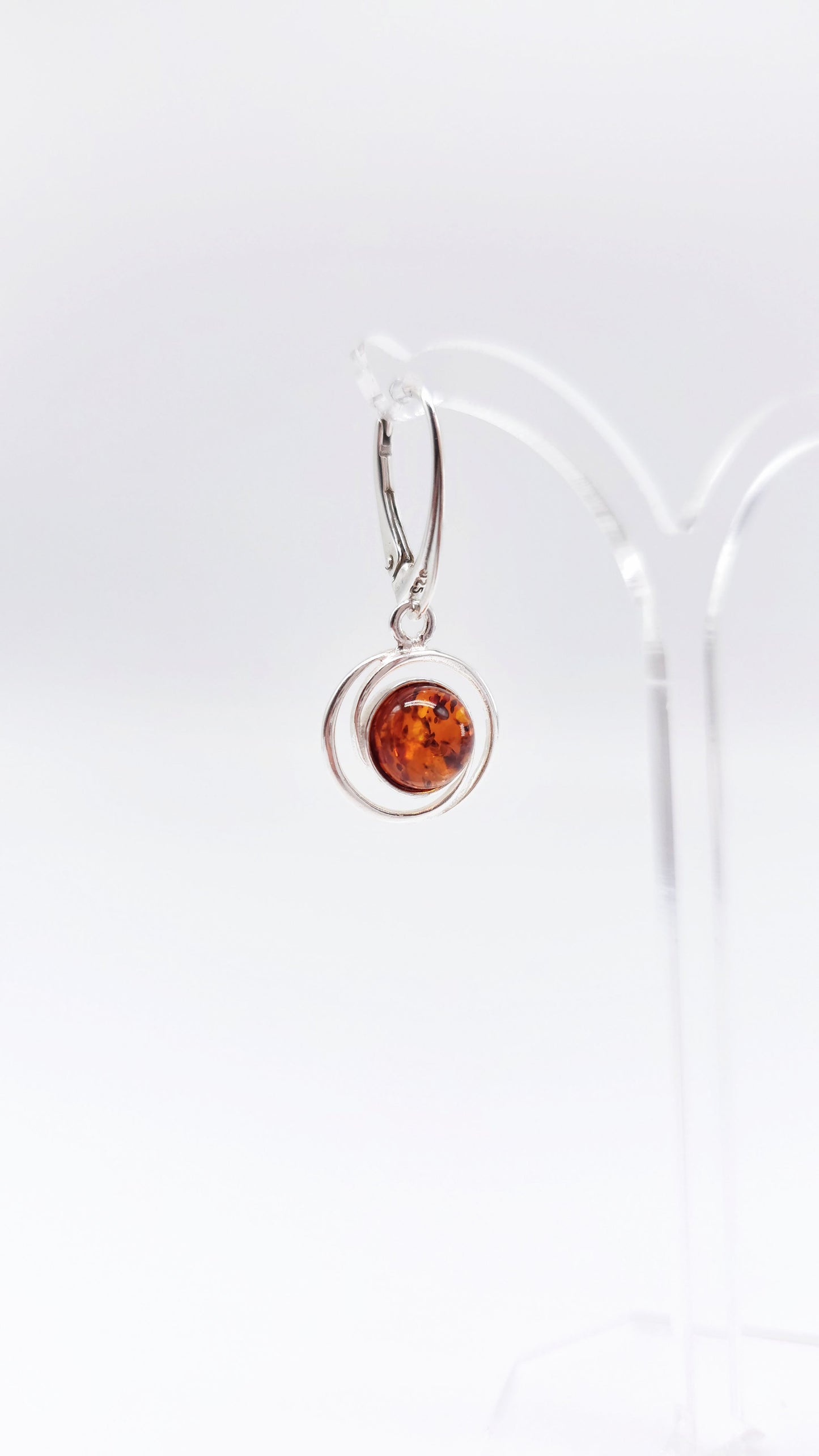 Round amber earrings – handmade jewelry