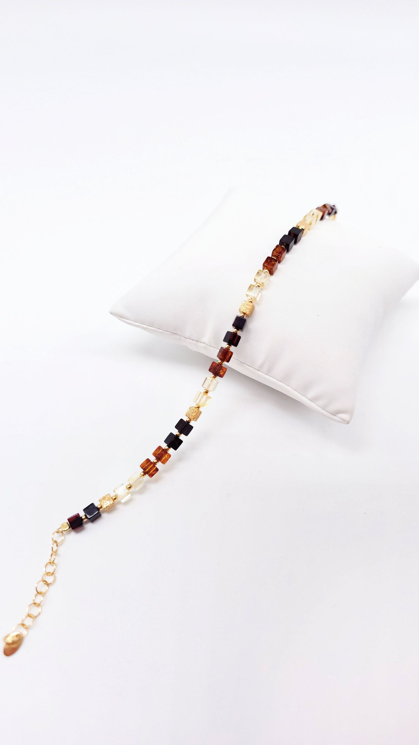 Armband Bernstein mehrfarbig – 925 Silber vergoldet