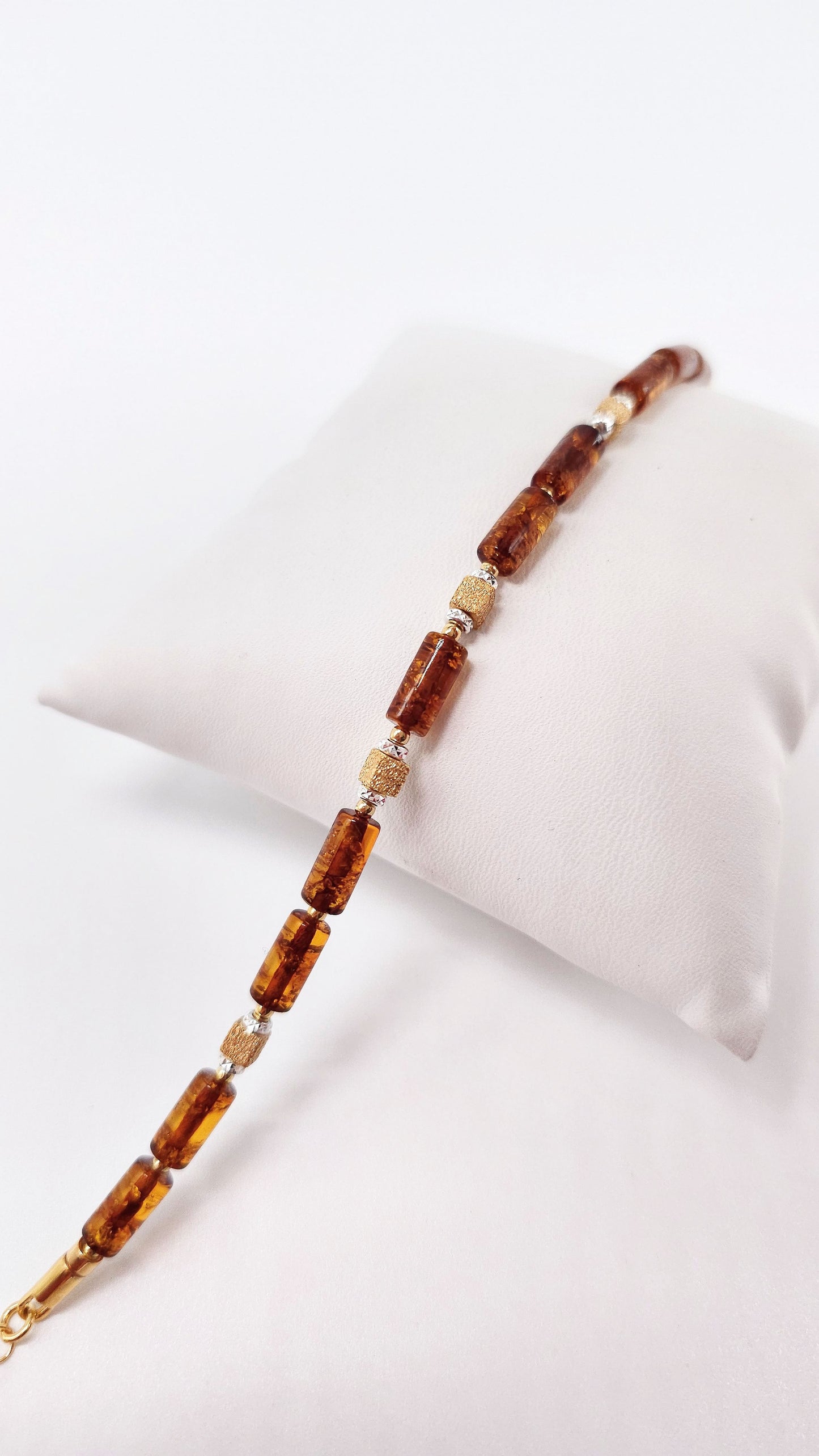 24K vergoldetes Armband mit Naturbernstein