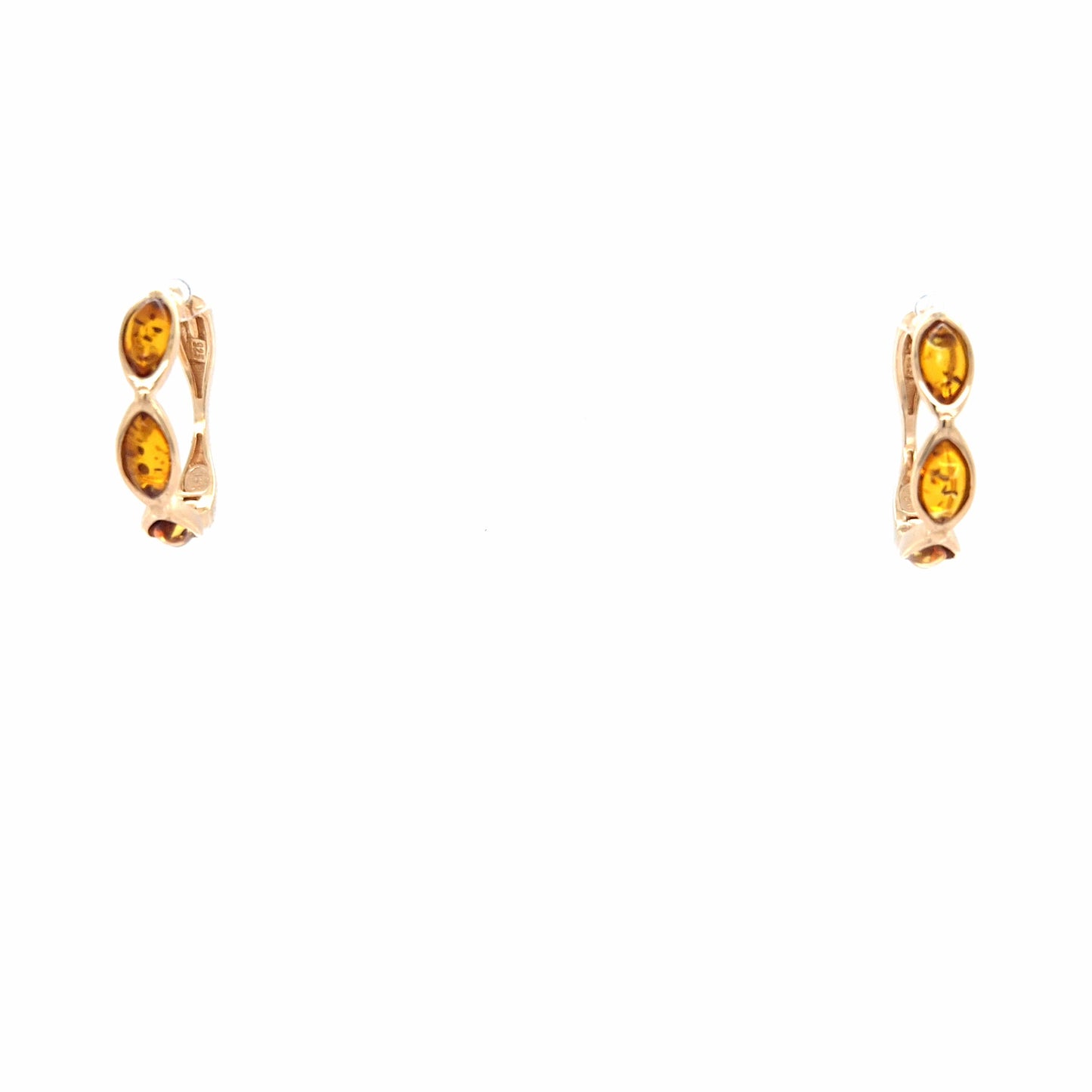 Elegante Creolen aus 24k vergoldetem Sterlingsilber mit Bernstein