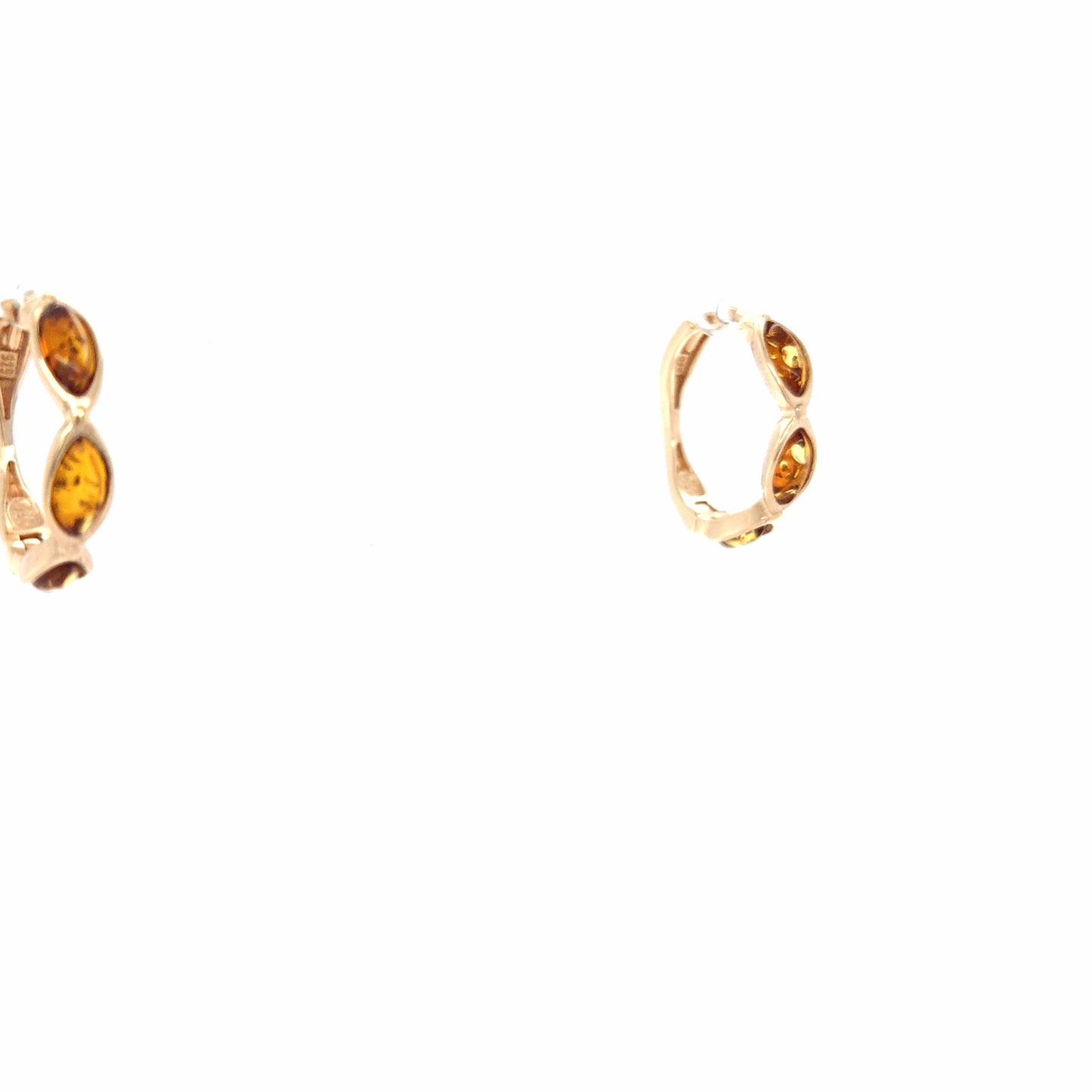 Elegante Creolen aus 24k vergoldetem Sterlingsilber mit Bernstein