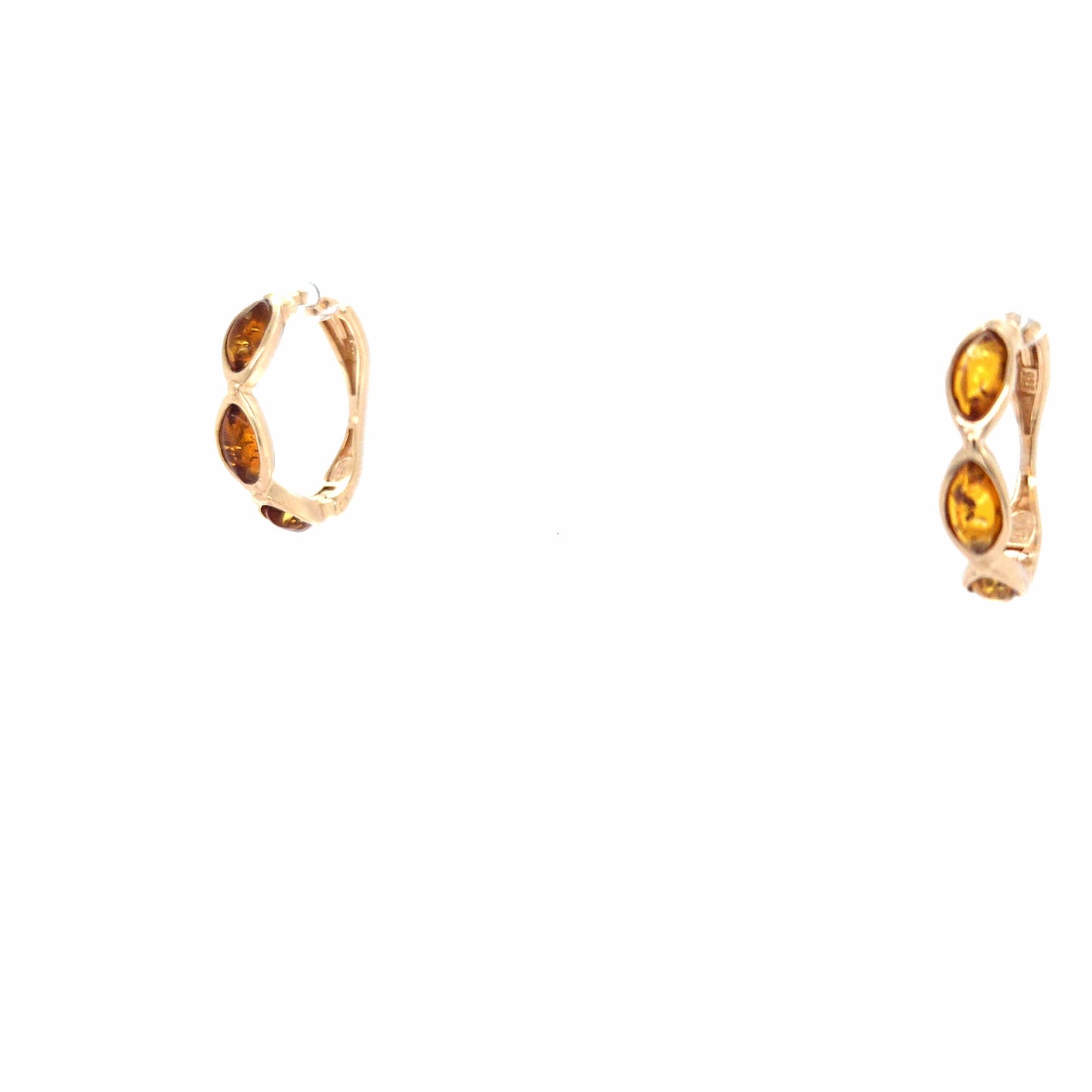 Elegante Creolen aus 24k vergoldetem Sterlingsilber mit Bernstein