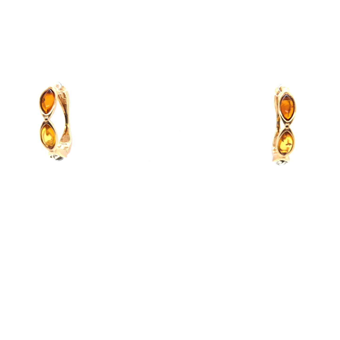 Elegante Creolen aus 24k vergoldetem Sterlingsilber mit Bernstein
