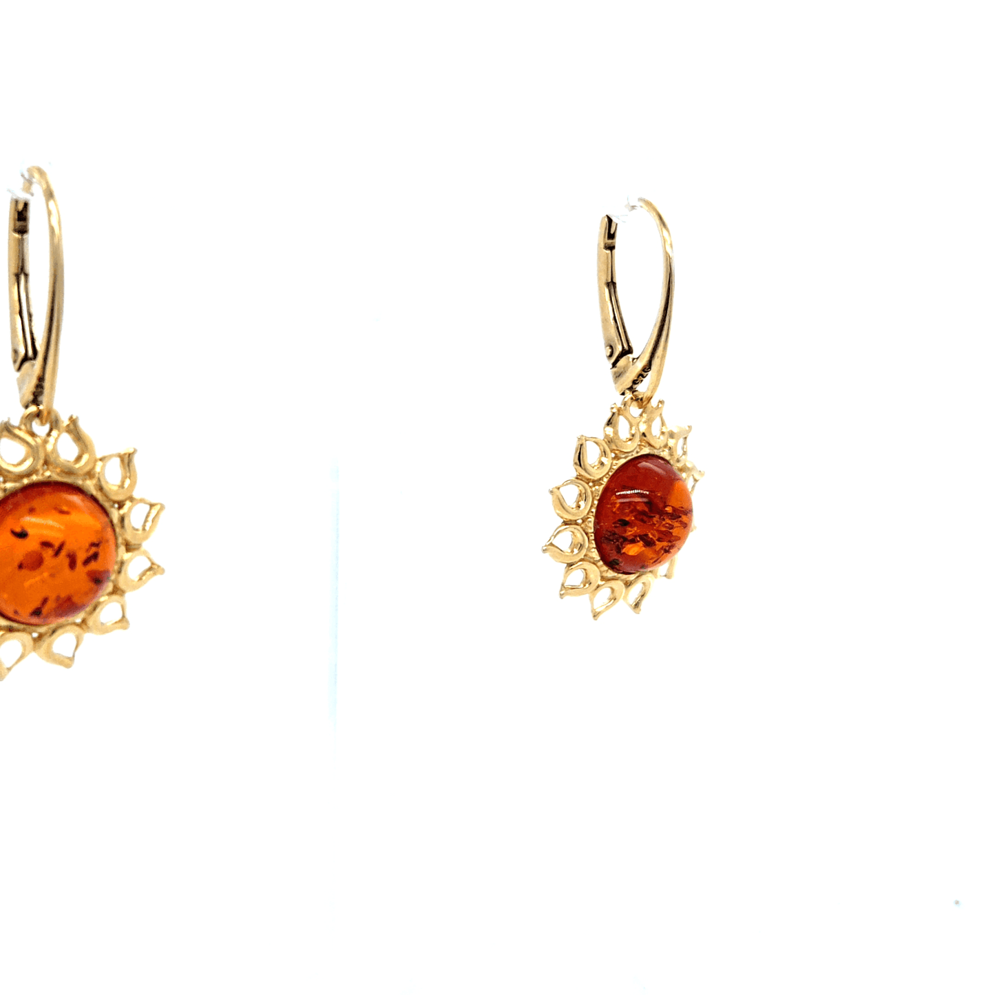 Sonnen Ohrringe Bernstein Vergoldet Silber