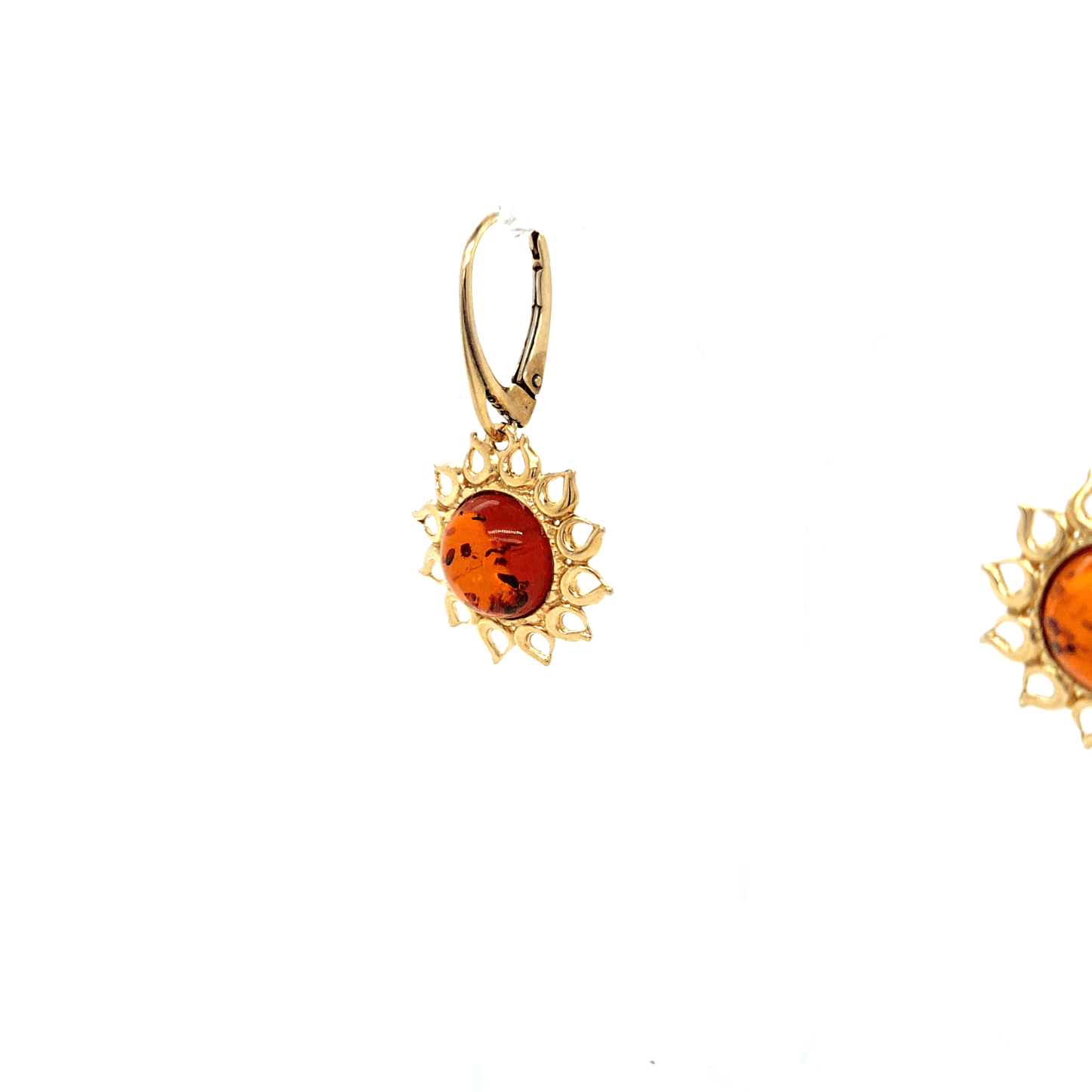 Sonnen Ohrringe Bernstein Vergoldet Silber