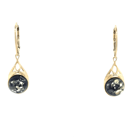 Boucles d’oreilles en ambre vert plaqué or pour femme