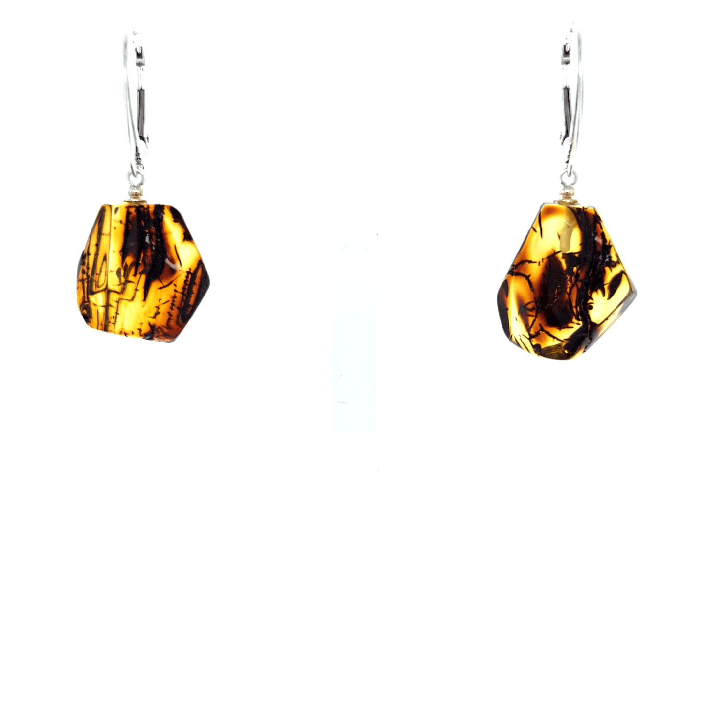 Bernstein Ohrringe Silber 925 Unikat modern