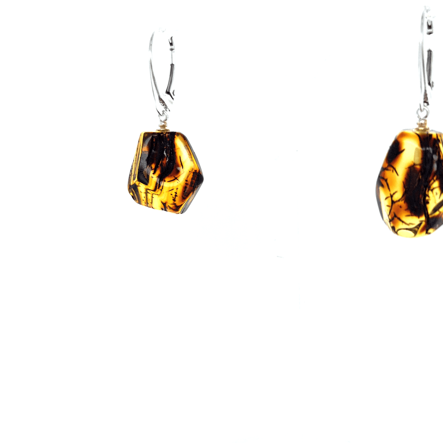 Bernstein Ohrringe Silber 925 Unikat modern