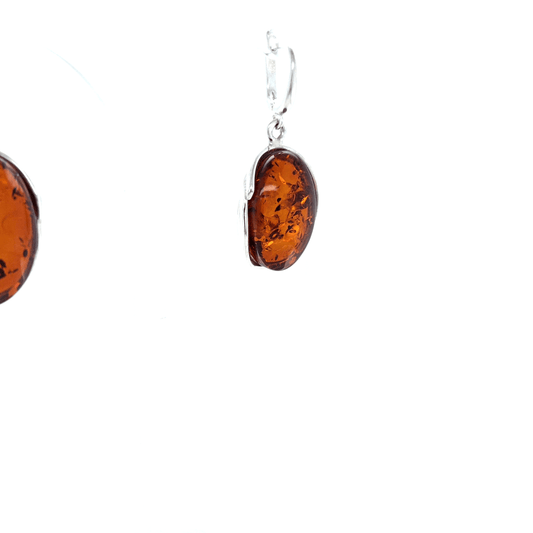 Ohrhänger Bernstein oval 925 Silber Damen