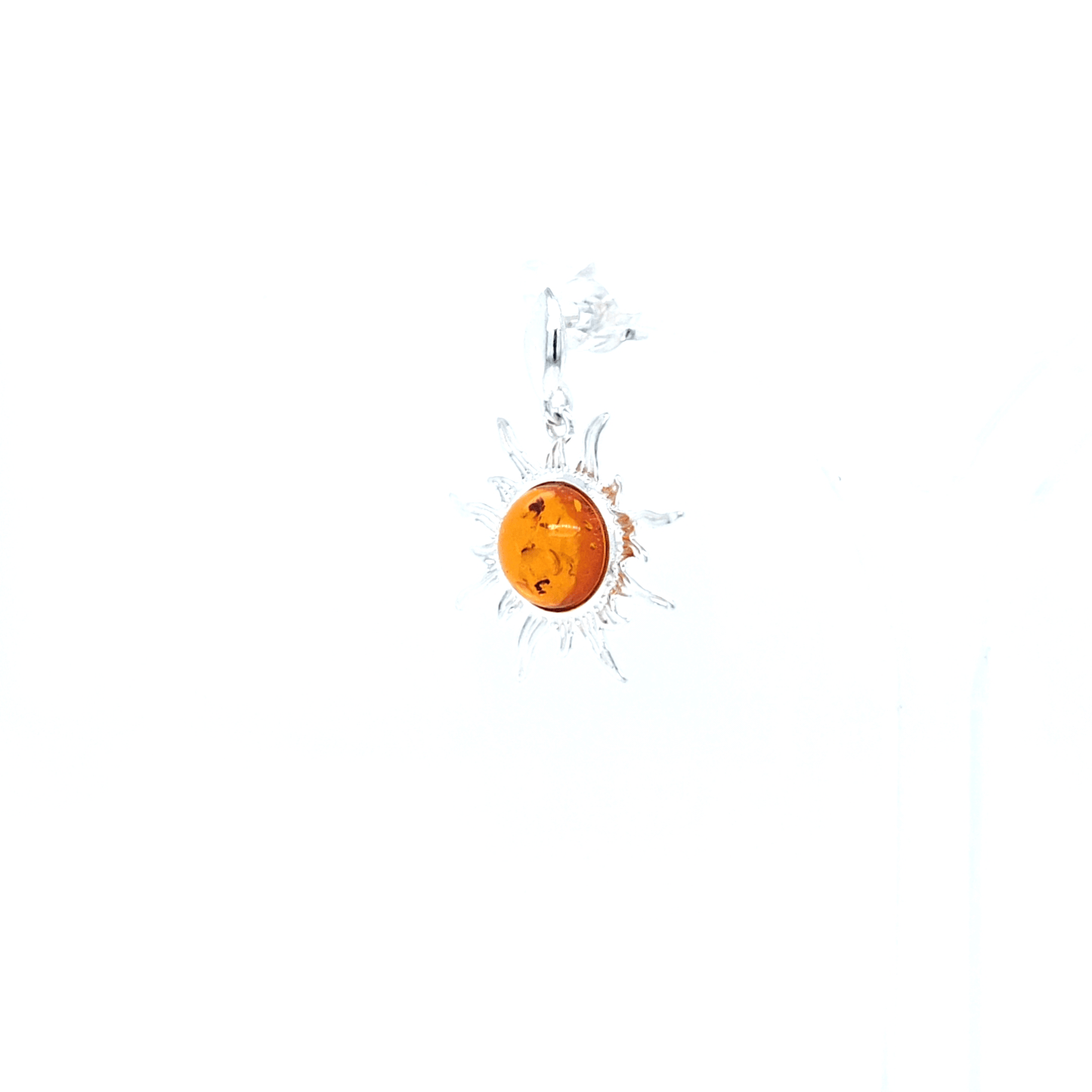 Radiant sun earrings made of genuine silver with the finest Baltic amber